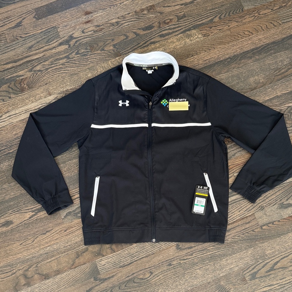 NWT Men’s Under Armour UA Win It Black w White Trim Full Zip Jacket *READ- LOGO*